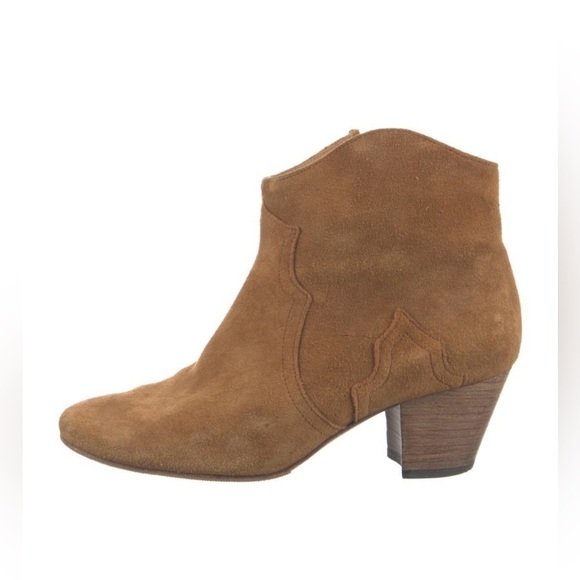Isabel Marant Tan Dicker Suede Low western Cowboy Boots sz FR 37 - Picture 1 of 5